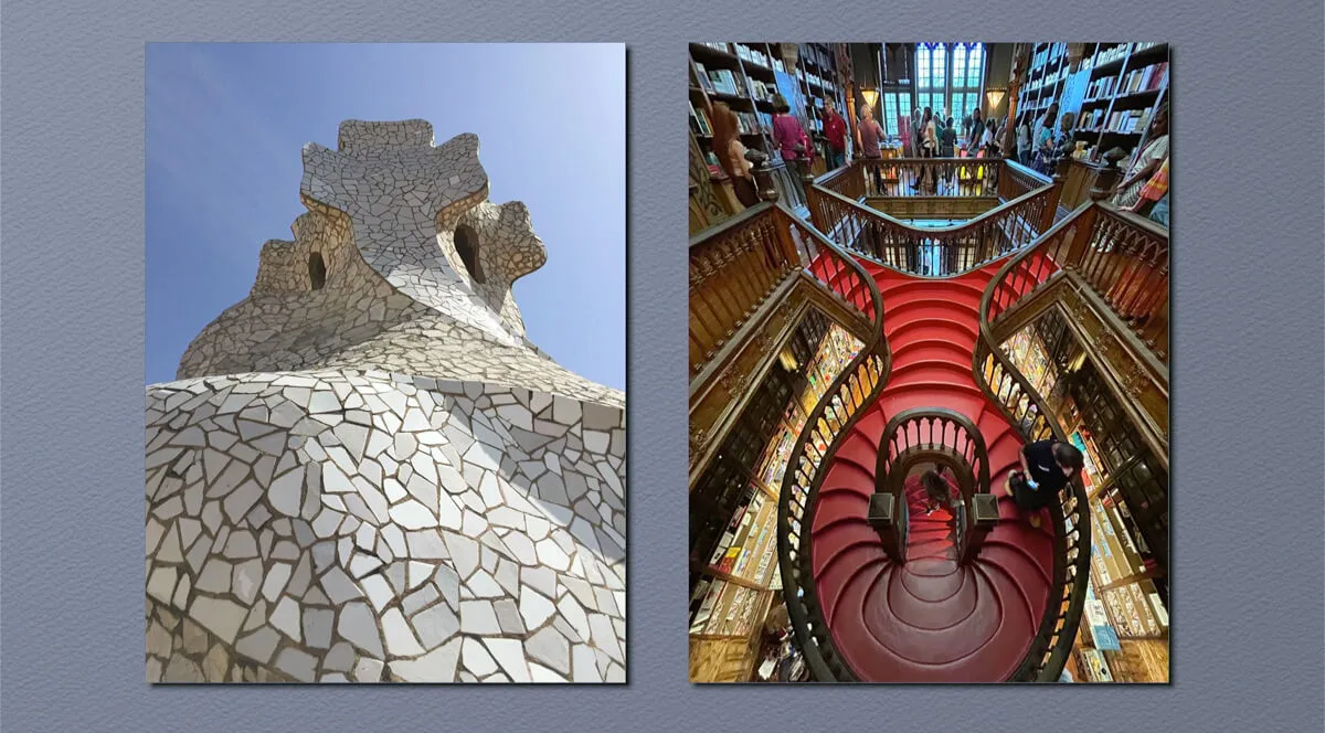 a collage of a building