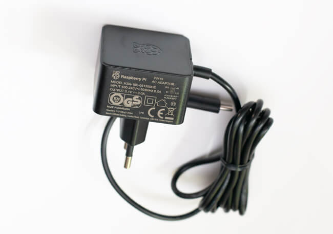 Official power supply for Raspberry Pi 4 Model B, USB-C, 5.1V, 3A
