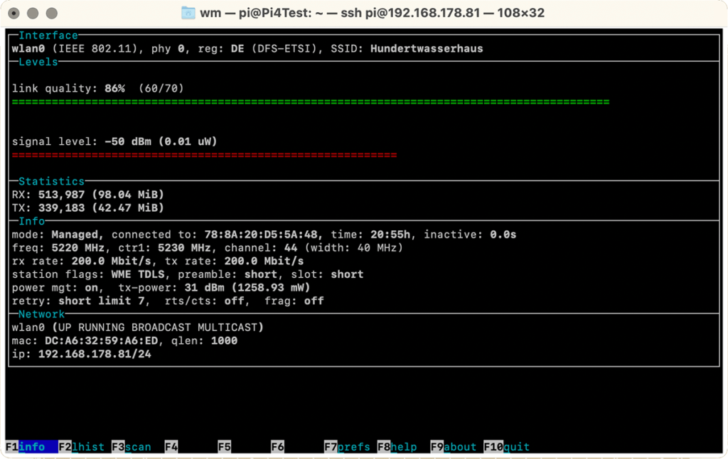 Check the wifi signal strength of your Raspberry Pi digital picture frame before you hang it up on the wall 3